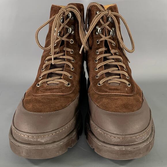 BRUNELLO CUCINELLI Size 10.5 Brown Beige Suede Lace Up Boots main image 4